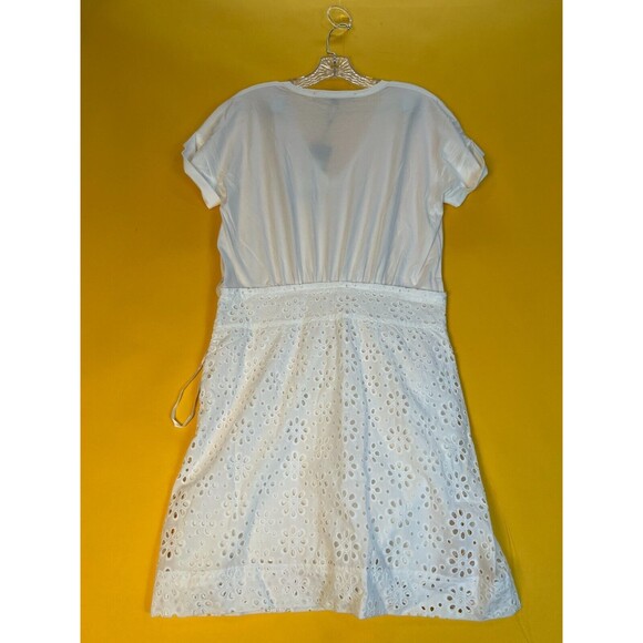 Veronica Beard Jiya Eyelet Popover Mini Dress Womens M Cotton V-Neck $350 NWT - Picture 3 of 12